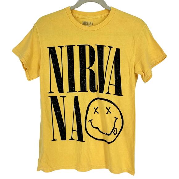 Officially Licensed Nirvana Nevermind Smiley Grunge Tee Yellow Small - Picture 1 of 6